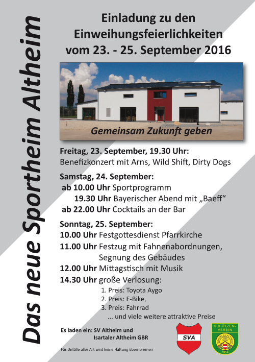 Einladung Einweihung des neues Sportheim und Sportplatzfest